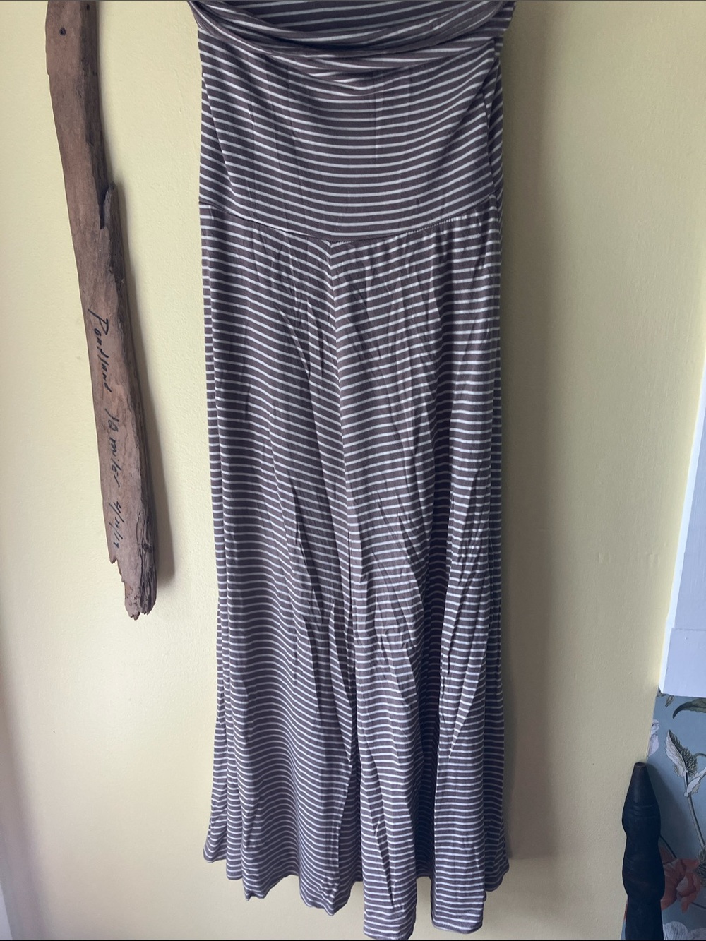 Vintage tan and White Striped Circle Skirt